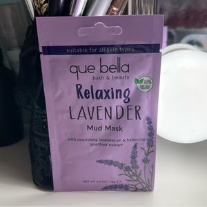 3/$15 Que Bella Bath & Beauty Relaxing Lavender Mud Mask Single Mud Mask Vegan